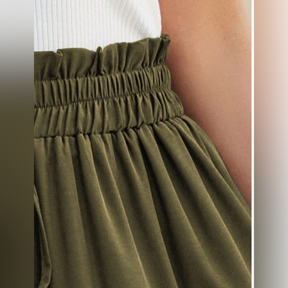 Army Green Boho Tiered Ruched Skirt - Picture 8 of 10